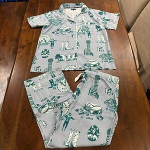 Katie Kime Dallas Texas State Fair Toile Novelty Pant Pajama Matching Set Sz 3XL